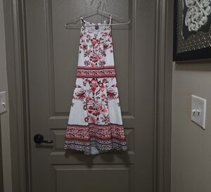 Floral Red and White Summer Dress